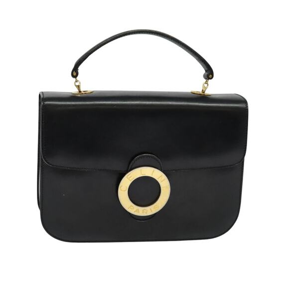 Celine Handbags - CELINE Hand Bag Leather Black Gold